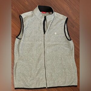 Izod grey polar fleece vest men’s size large black trim